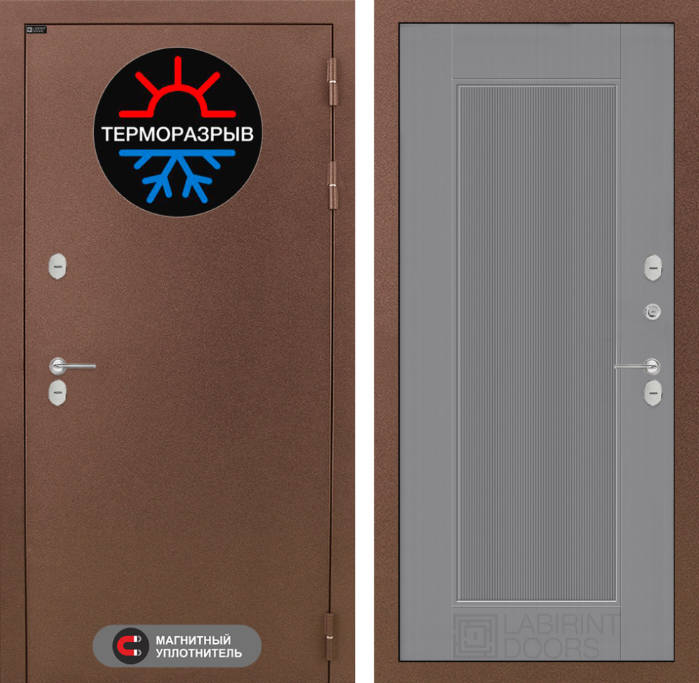 Входная дверь Термо Магнит 30 - Серый рельеф софт